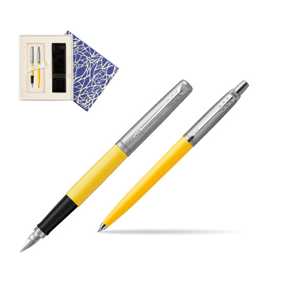 Zestaw Prezentowy Parker Pióro Wieczne + Długopis Jotter Originals Żółty w pudełku Uniwersalne z etui