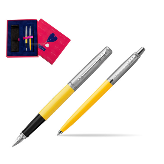 Zestaw Prezentowy Parker Pióro Wieczne + Długopis Jotter Originals Żółty w pudełku Love
