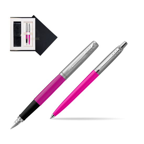 Zestaw Prezentowy Parker Pióro Wieczne + Długopis Jotter Originals Magenta w czarnym pudełku zamszowym