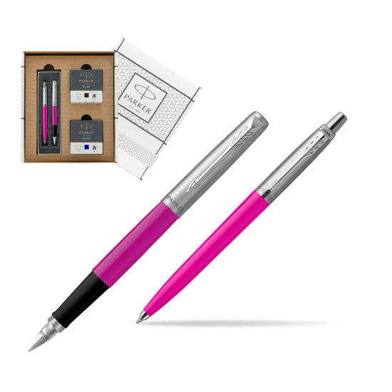 Zestaw Prezentowy Parker Pióro Wieczne + Długopis Jotter Originals Magenta w białym pudełko Parker Eco