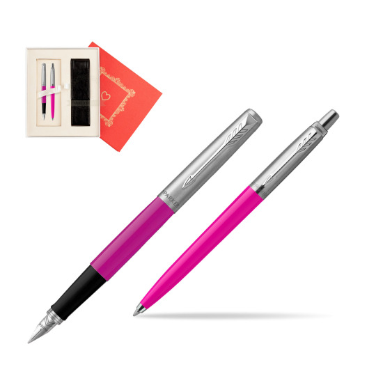 Zestaw Prezentowy Parker Pióro Wieczne + Długopis Jotter Originals Magenta w pudełku Czerwień Od Serca