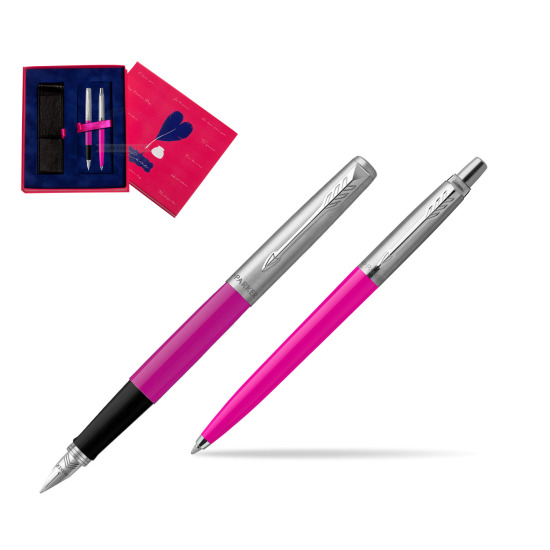 Zestaw Prezentowy Parker Pióro Wieczne + Długopis Jotter Originals Magenta w pudełku Love