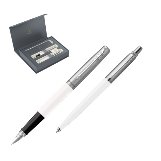 Zestaw Prezentowy Parker Pióro Wieczne + Długopis Jotter Originals Biały w pudełku Parker Duo 2022