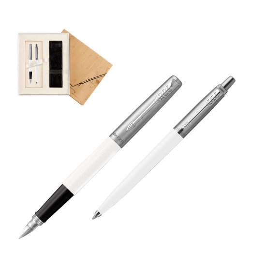 Zestaw Prezentowy Parker Pióro Wieczne + Długopis Jotter Originals Biały w pudełku Jubileusz 2