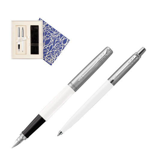Zestaw Prezentowy Parker Pióro Wieczne + Długopis Jotter Originals Biały w pudełku Uniwersalne z etui