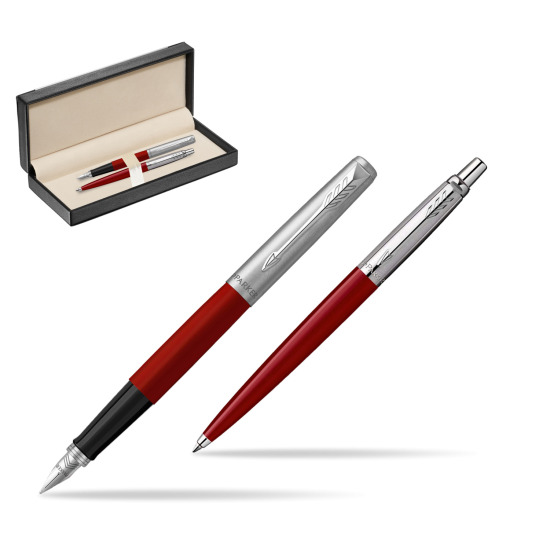 Zestaw Prezentowy Parker Pióro Wieczne + Długopis Jotter Originals Czerwony w pudełku classic black