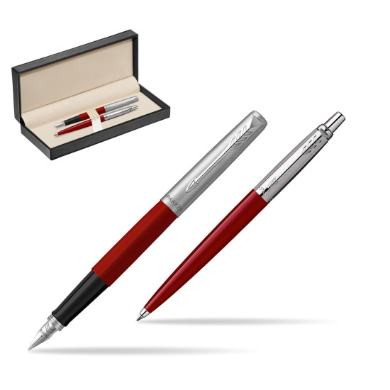 Zestaw Prezentowy Parker Pióro Wieczne + Długopis Jotter Originals Czerwony w pudełku classic pure black