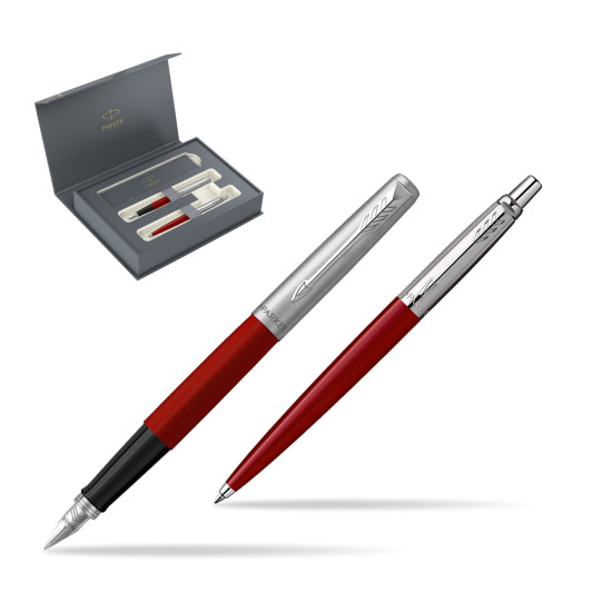 Zestaw Prezentowy Parker Pióro Wieczne + Długopis Jotter Originals Czerwony w pudełku Parker Duo 2022