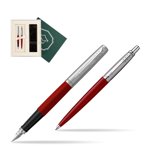 Zestaw Prezentowy Parker Pióro Wieczne + Długopis Jotter Originals Czerwony w pudełku Wiedza i Nauka