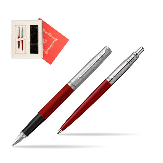 Zestaw Prezentowy Parker Pióro Wieczne + Długopis Jotter Originals Czerwony w pudełku Czerwień Od Serca