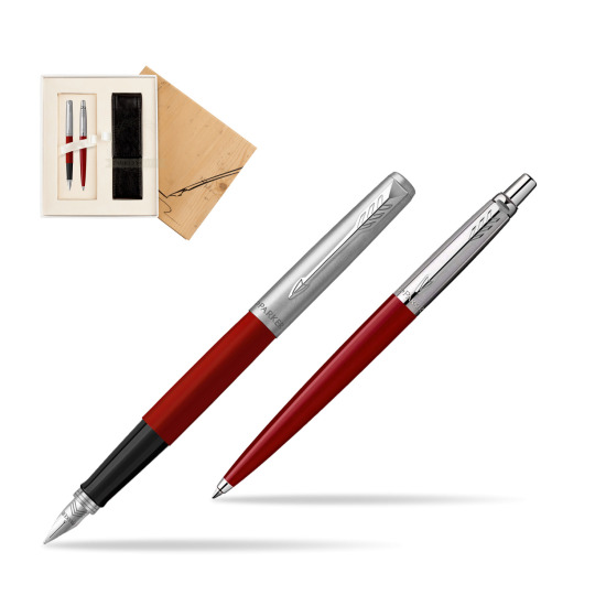 Zestaw Prezentowy Parker Pióro Wieczne + Długopis Jotter Originals Czerwony w pudełku Jubileusz 2