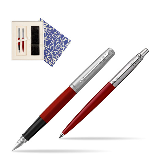 Zestaw Prezentowy Parker Pióro Wieczne + Długopis Jotter Originals Czerwony w pudełku Uniwersalne z etui