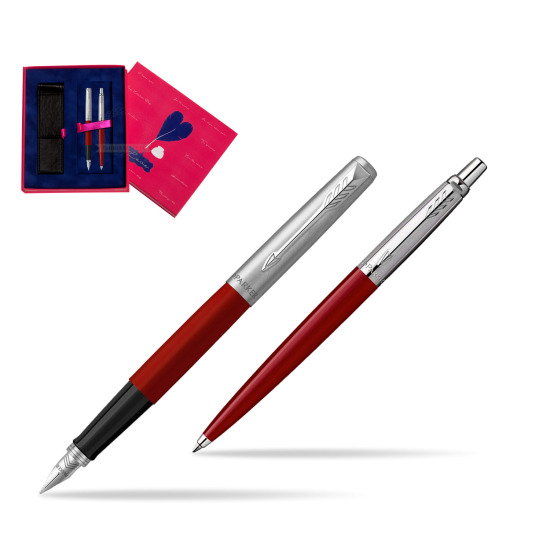 Zestaw Prezentowy Parker Pióro Wieczne + Długopis Jotter Originals Czerwony w pudełku Love