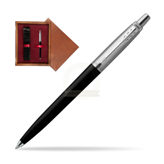 Długopis Parker Jotter Originals Czarny w pudełku drewnianym Mahoń Single Bordo