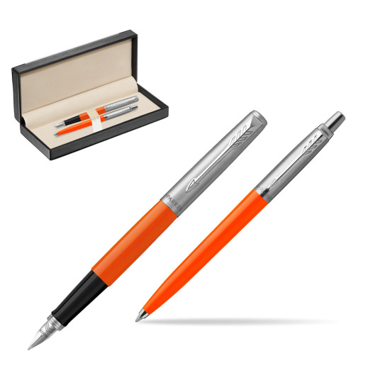 Zestaw Prezentowy Parker Pióro Wieczne + Długopis Jotter Originals Orange w pudełku classic black