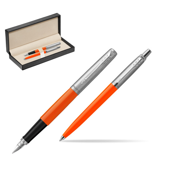 Zestaw Prezentowy Parker Pióro Wieczne + Długopis Jotter Originals Orange w pudełku classic pure black