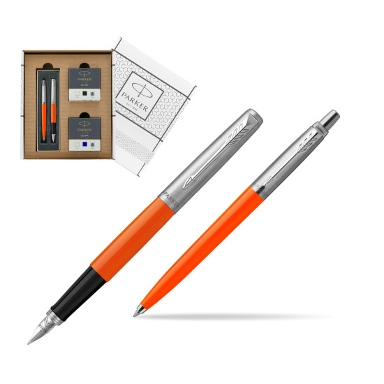 Zestaw Prezentowy Parker Pióro Wieczne + Długopis Jotter Originals Orange w białym pudełko Parker Eco