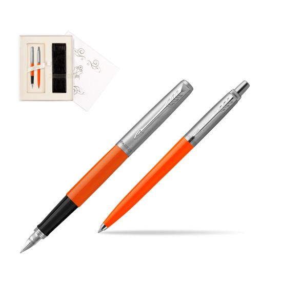 Zestaw Prezentowy Parker Pióro Wieczne + Długopis Jotter Originals Orange w pudełku Pamiątka I Komunii
