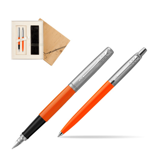 Zestaw Prezentowy Parker Pióro Wieczne + Długopis Jotter Originals Orange w pudełku Jubileusz 2