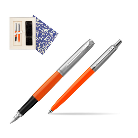 Zestaw Prezentowy Parker Pióro Wieczne + Długopis Jotter Originals Orange w pudełku Uniwersalne z etui