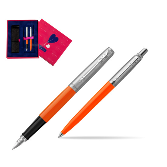 Zestaw Prezentowy Parker Pióro Wieczne + Długopis Jotter Originals Orange w pudełku Love