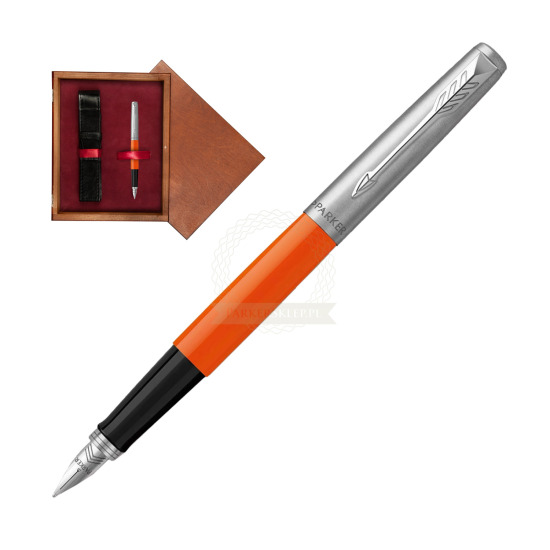 Pióro Wieczne Parker Jotter Originals Orange w pudełku drewnianym Mahoń Single Bordo