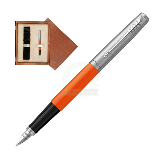 Pióro Wieczne Parker Jotter Originals Orange w pudełku drewnianym Mahoń Single Ecru