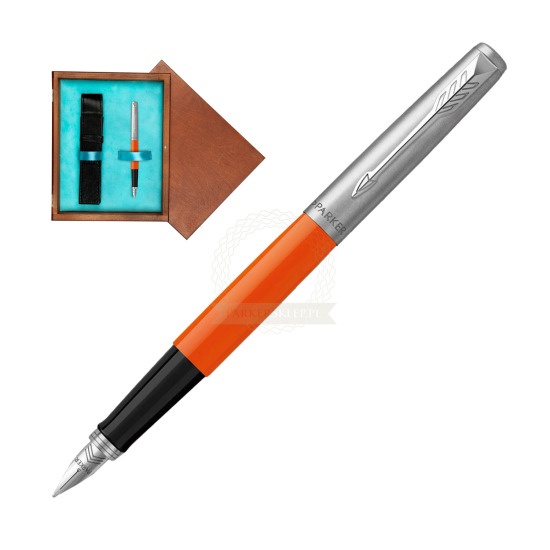 Pióro Wieczne Parker Jotter Originals Orange w pudełku drewnianym Mahoń Single Turkus