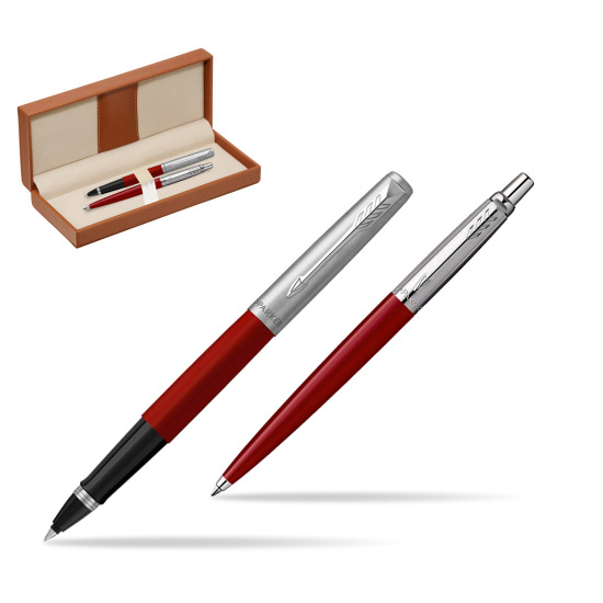 Zestaw Prezentowy Parker Pióro Kulkowe + Długopis Jotter Originals Czerwony w pudełku classic brown