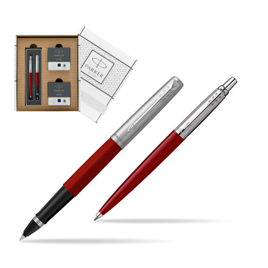 Zestaw Prezentowy Parker Pióro Kulkowe + Długopis Jotter Originals Czerwony w białym pudełko Parker Eco