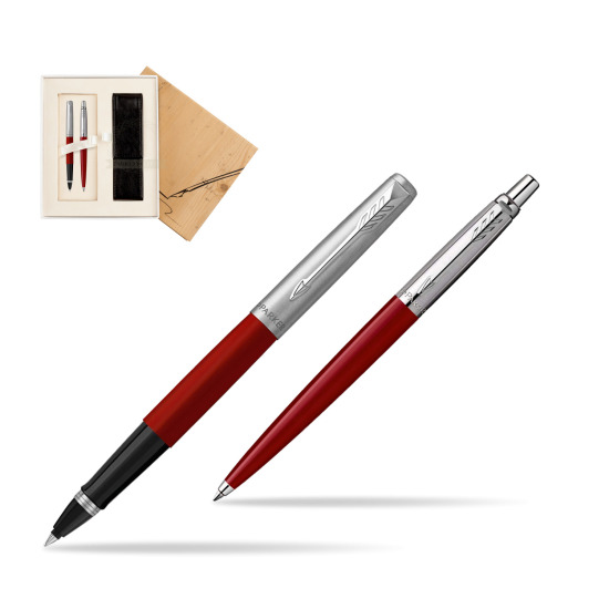 Zestaw Prezentowy Parker Pióro Kulkowe + Długopis Jotter Originals Czerwony w pudełku Jubileusz 2