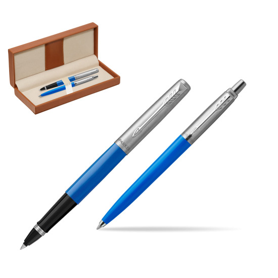 Zestaw Prezentowy Parker Pióro Kulkowe + Długopis Jotter Originals Niebieski w pudełku classic brown