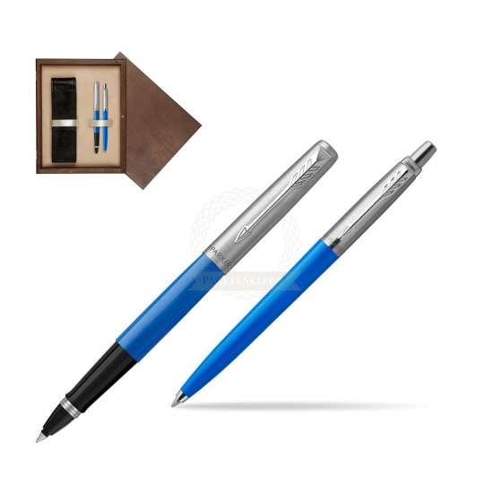 Zestaw Prezentowy Parker Pióro Kulkowe + Długopis Jotter Originals Niebieski w pudełku drewnianym Wenge Double Ecru