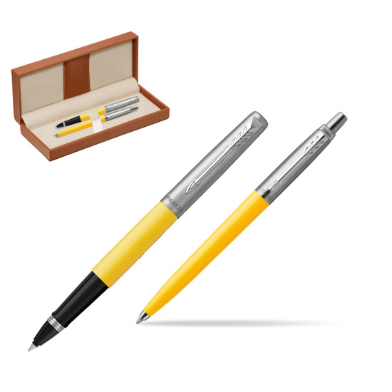 Zestaw Prezentowy Parker Pióro Kulkowe + Długopis Jotter Originals Żółty w pudełku classic brown
