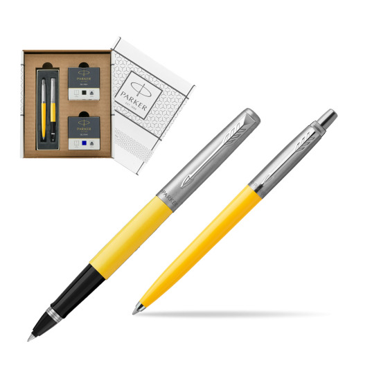 Zestaw Prezentowy Parker Pióro Kulkowe + Długopis Jotter Originals Żółty w białym pudełko Parker Eco