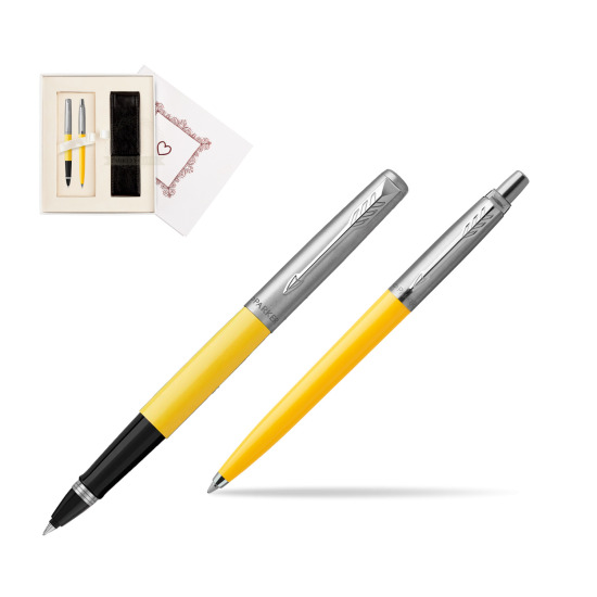 Zestaw Prezentowy Parker Pióro Kulkowe + Długopis Jotter Originals Żółty w pudełku Biel Od Serca