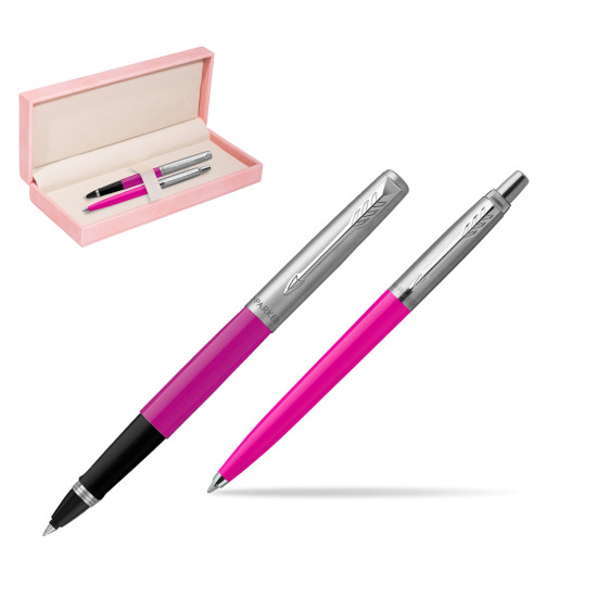 Zestaw Prezentowy Parker Pióro Kulkowe + Długopis Jotter Originals Magenta w różowym pudełku zamszowym
