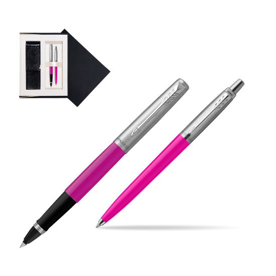 Zestaw Prezentowy Parker Pióro Kulkowe + Długopis Jotter Originals Magenta w czarnym pudełku zamszowym