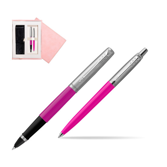 Zestaw Prezentowy Parker Pióro Kulkowe + Długopis Jotter Originals Magenta w różowym pudełku zamszowym