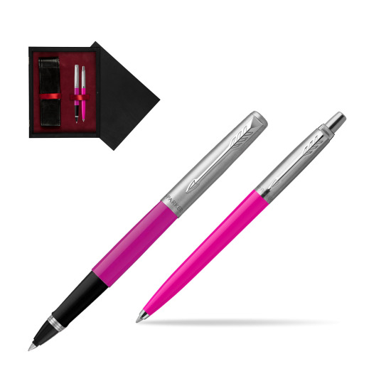 Zestaw Prezentowy Parker Pióro Kulkowe + Długopis Jotter Originals Magenta w pudełku drewnianym Czerń Double Bordo