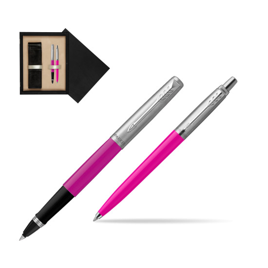 Zestaw Prezentowy Parker Pióro Kulkowe + Długopis Jotter Originals Magenta w pudełku drewnianym Czerń Double Ecru