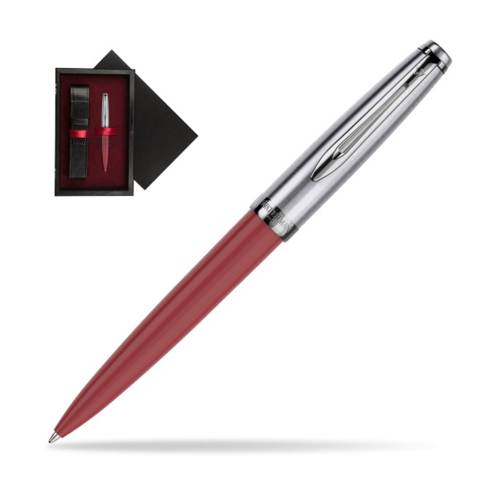 Długopis Waterman Embleme Core Czerwony w pudełku drewnianym Czerń Single Bordo