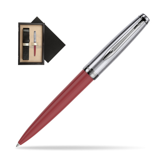Długopis Waterman Embleme Core Czerwony w pudełku drewnianym Czerń Single Ecru