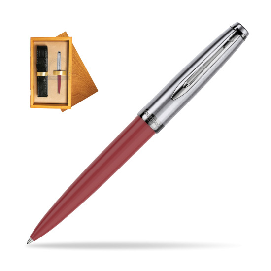 Długopis Waterman Embleme Core Czerwony w pudełku drewnianym Honey Single Ecru