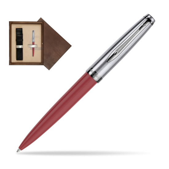 Długopis Waterman Embleme Core Czerwony w pudełku drewnianym Wenge Single Ecru