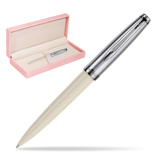 Długopis Waterman Embleme Ecru w różowym pudełku zamszowym