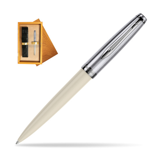 Długopis Waterman Embleme Ecru w pudełku drewnianym Honey Single Ecru