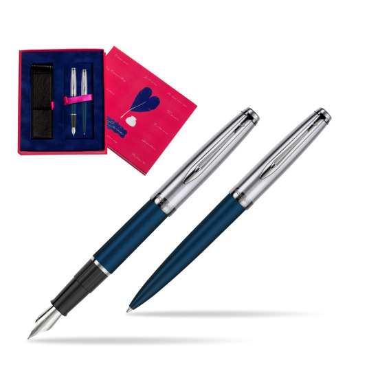 Zestaw prezentowy pióro wieczne +długopis Waterman Embleme Granatowy w pudełku Love