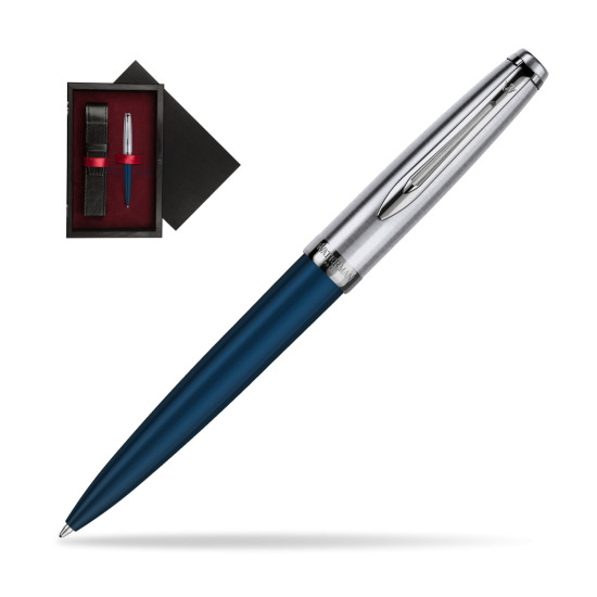 Długopis Waterman Embleme Granatowy w pudełku drewnianym Czerń Single Bordo