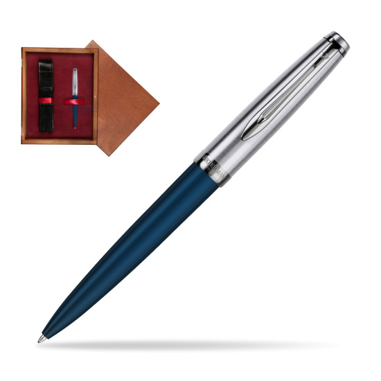 Długopis Waterman Embleme Granatowy w pudełku drewnianym Mahoń Single Bordo
